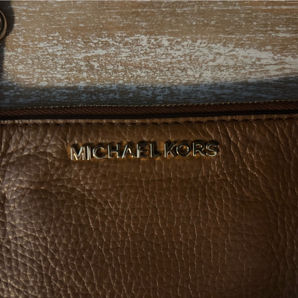 Michael Kors Textured Brown Leather Clutch
